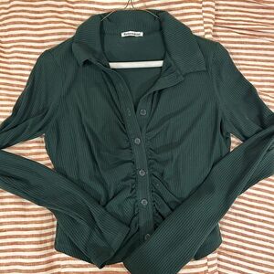 Reformation Dark Green Button-Down Shirt